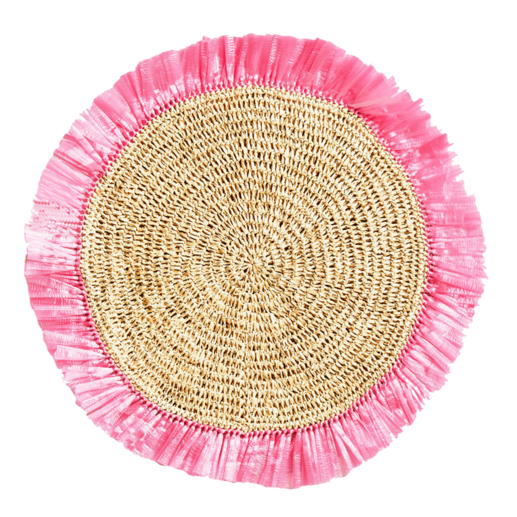 Set of 4 Pink Woven Rattan Placemats - The Well Appointed House