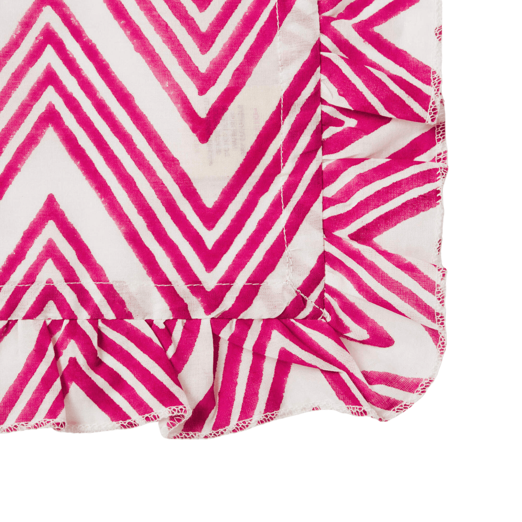 Pink Zigzag Ruffled Napkins, Set of 4 - Dinner Napkins - The Well Appointed House