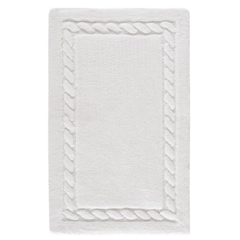 Spa Plush White Cotton Cable Bath Mat - The Well Appointed House