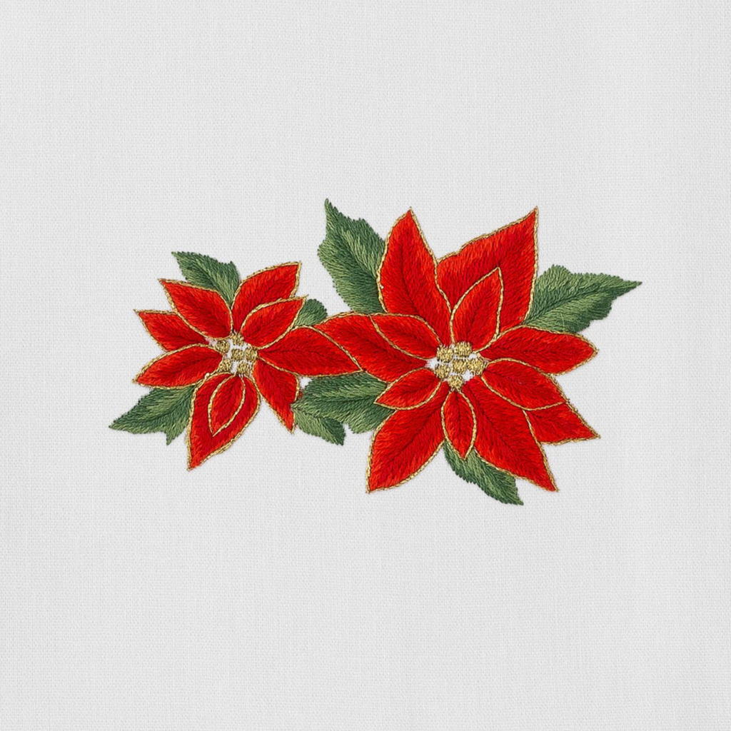 Set of 4 White Cotton Poinsettia Dinner Napkins - The Well Appointed House