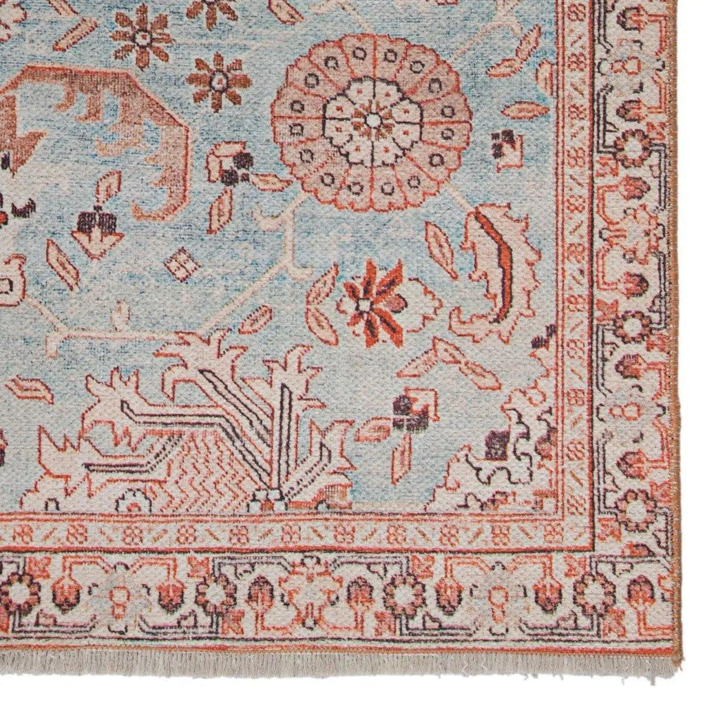 Poppy Area Rug in Blue and Orange Tones - Rugs - The Well Appointed House