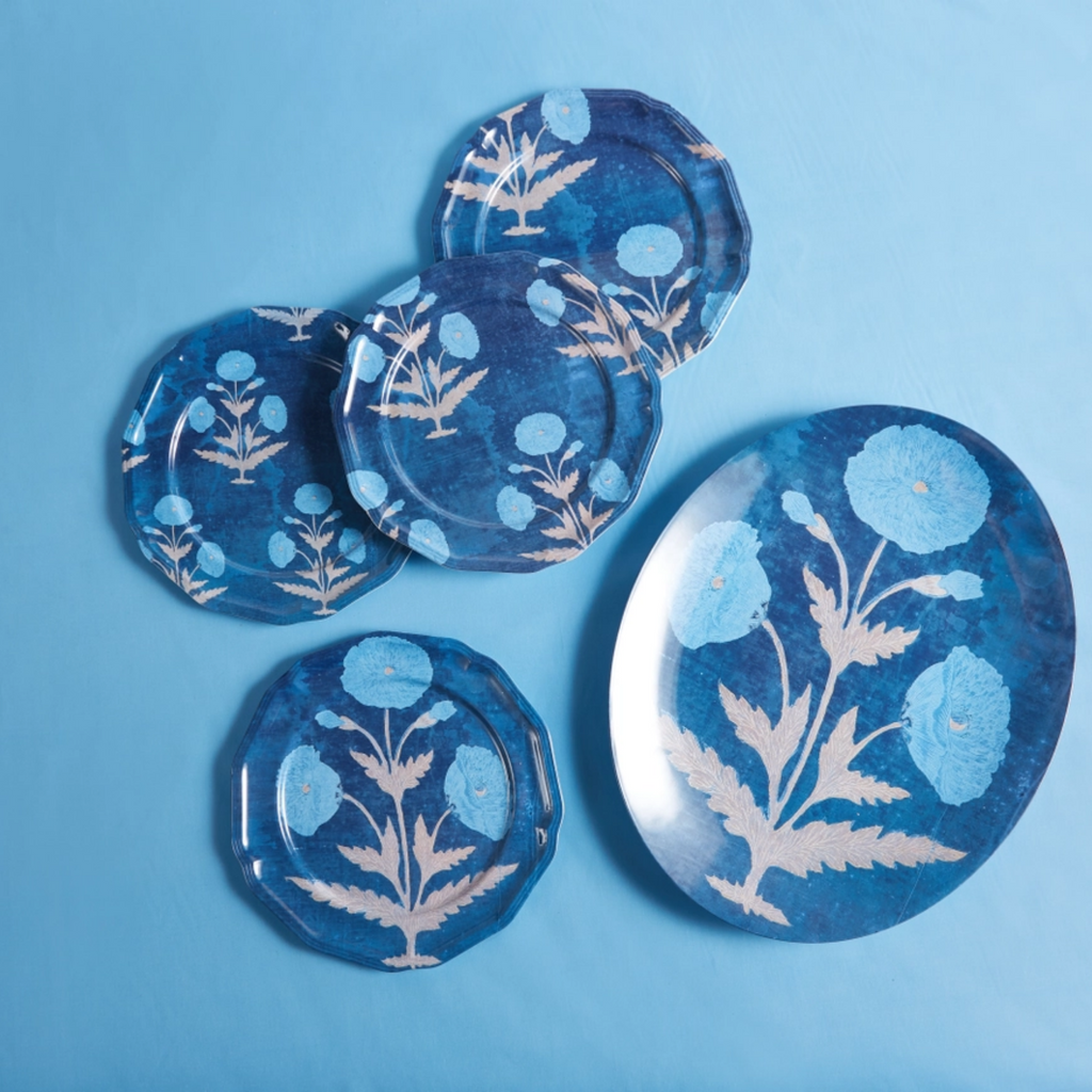 Set of Four Blue Poppy Side Plates - The Well Appointed House