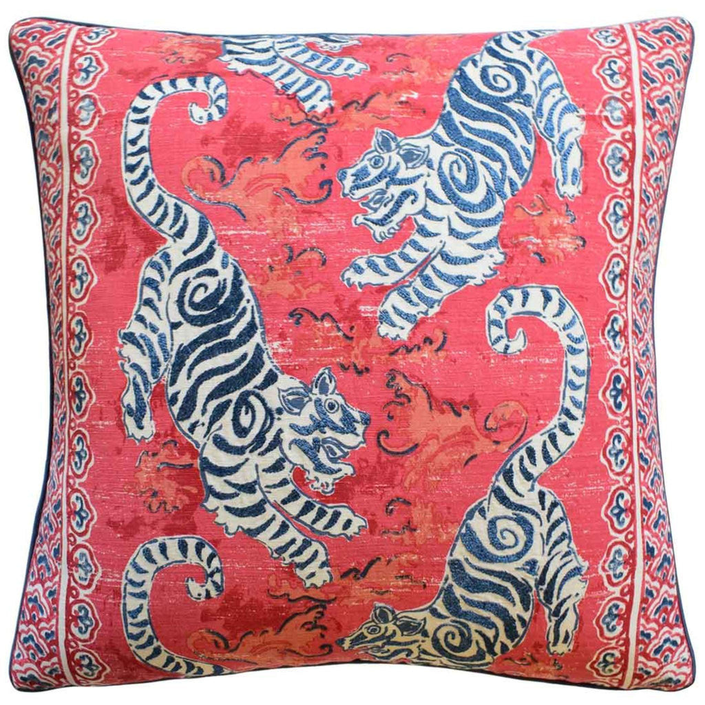 Poppy Red Pogol Tiger Print Square Throw Pillow - Pillows - The Well Appointed House