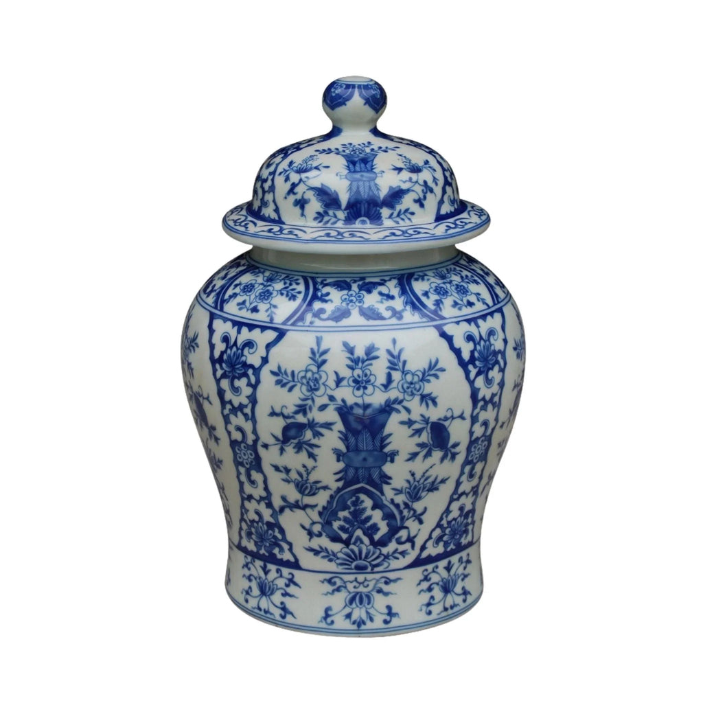 Porcelain Blue & White Chinoiserie Temple Jar - Vases & Jars - The Well Appointed House