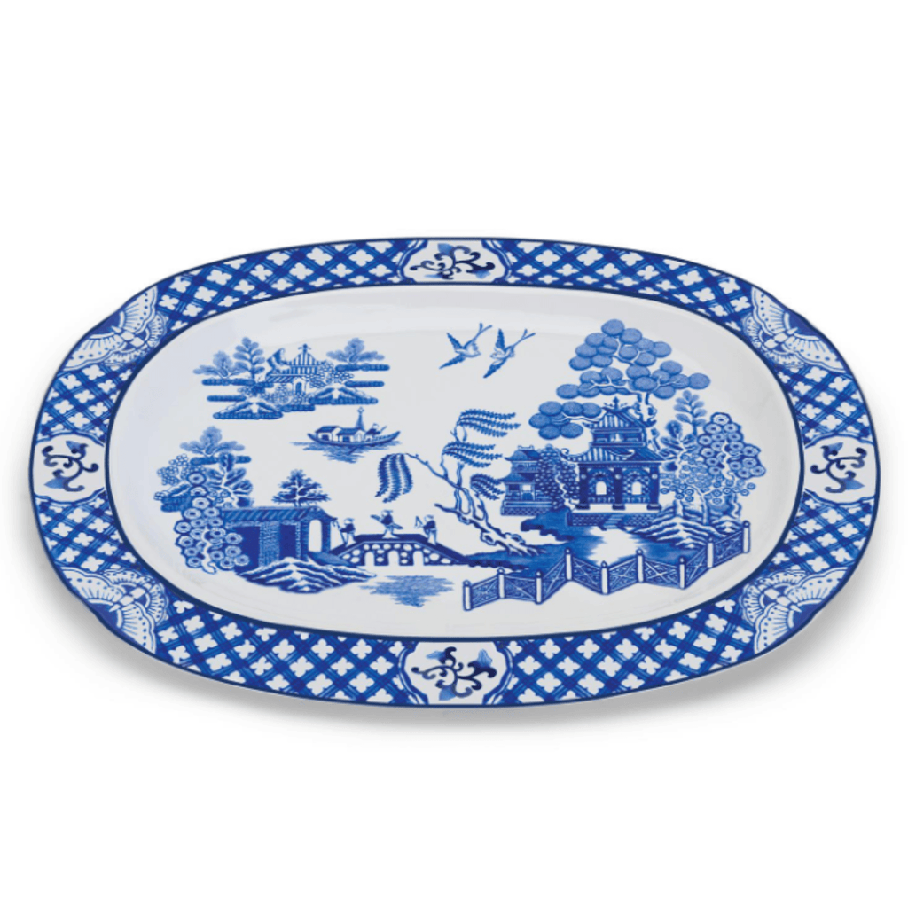Porcelain Blue Willow Serving Platter - Trays & Serveware - The Well Appointed House
