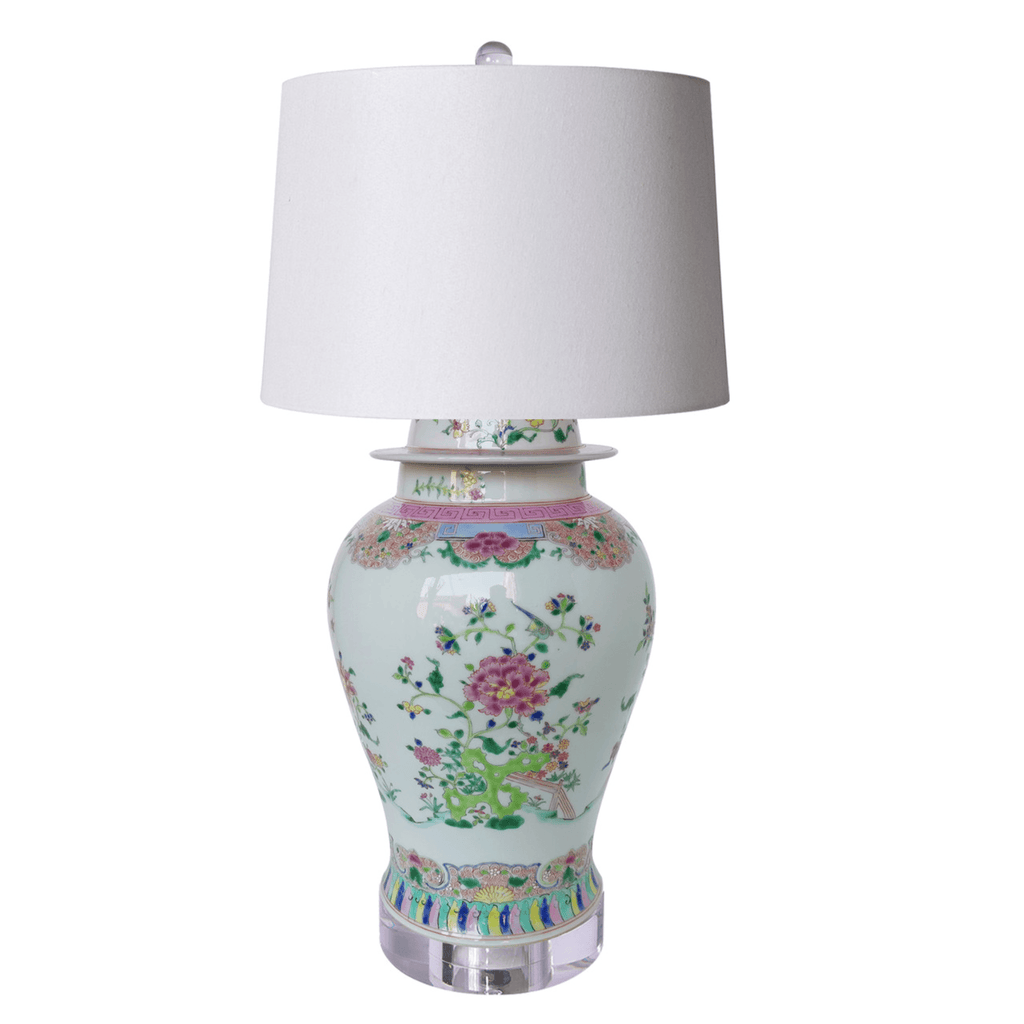 Porcelain Chinoiserie Floral Multi-Colored Table Lamp - Table Lamps - The Well Appointed House