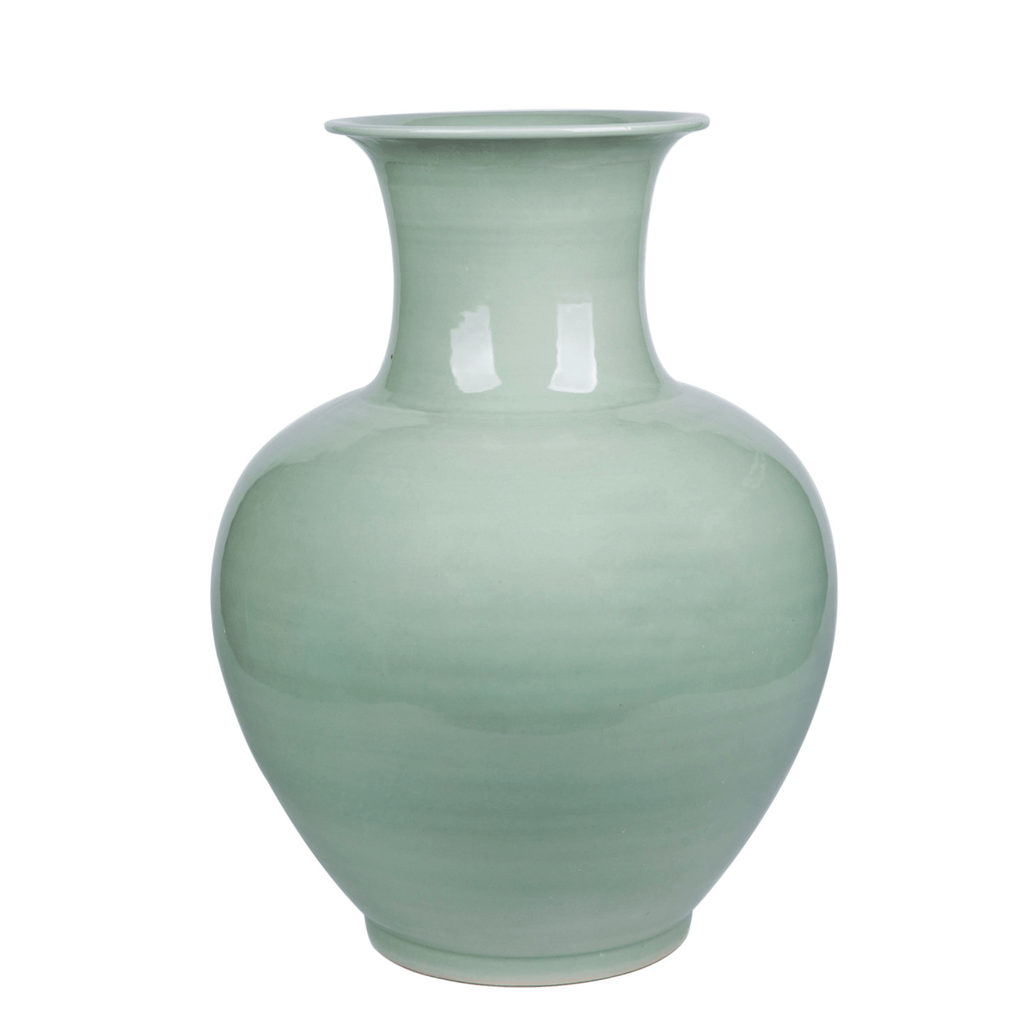 Porcelain Mint Celadon Green Lion Mouth Jar Vase