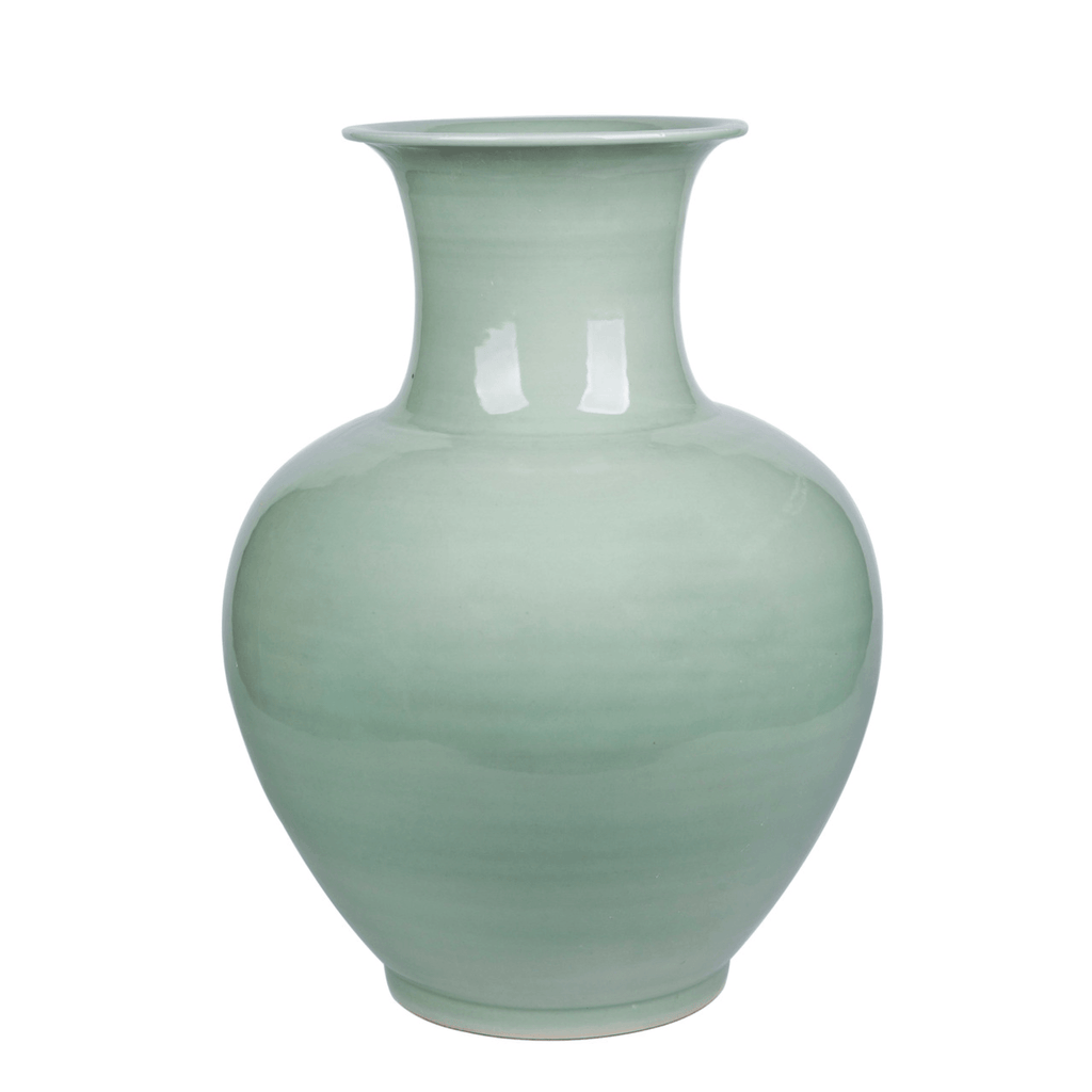Porcelain Mint Celadon Green Lion Mouth Jar Vase - Vases & Jars - The Well Appointed House
