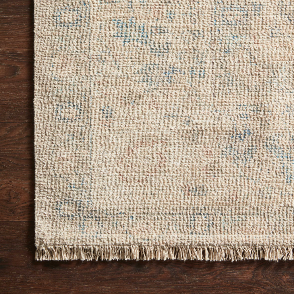 Priya Natural / Blue Area Rug - The Well Appointed House