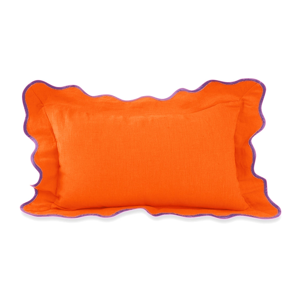 Darcy Linen Lumbar Pillow in Orange + Lilac - The Well Appointed House