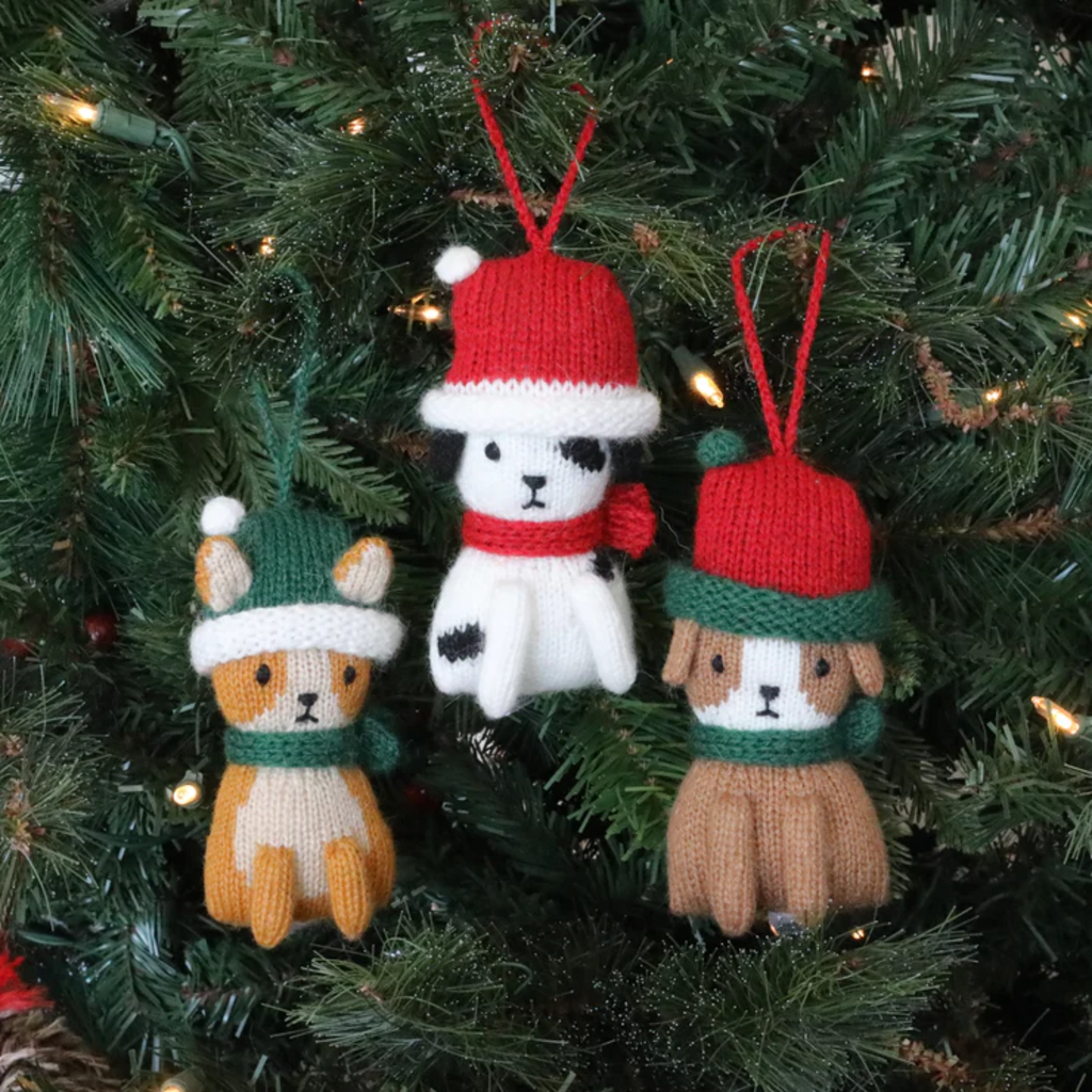 Set of Three Handmade Puppy Christmas Ornaments - The Well Appointed House