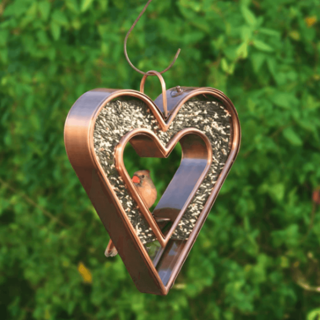 Pure Copper Heart Hanging Bird Feeder - Birdhouses - The Well Appointed House