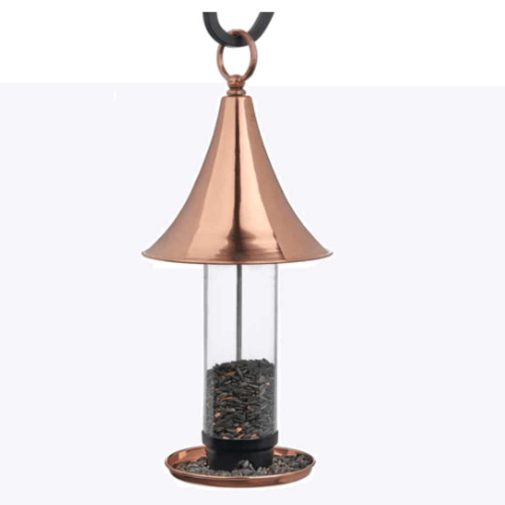 Pure Polished Copper Hanging Tube Bird Feeder - Birdhouses - The Well Appointed House