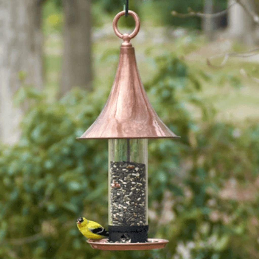 Pure Polished Copper Hanging Tube Bird Feeder - Birdhouses - The Well Appointed House