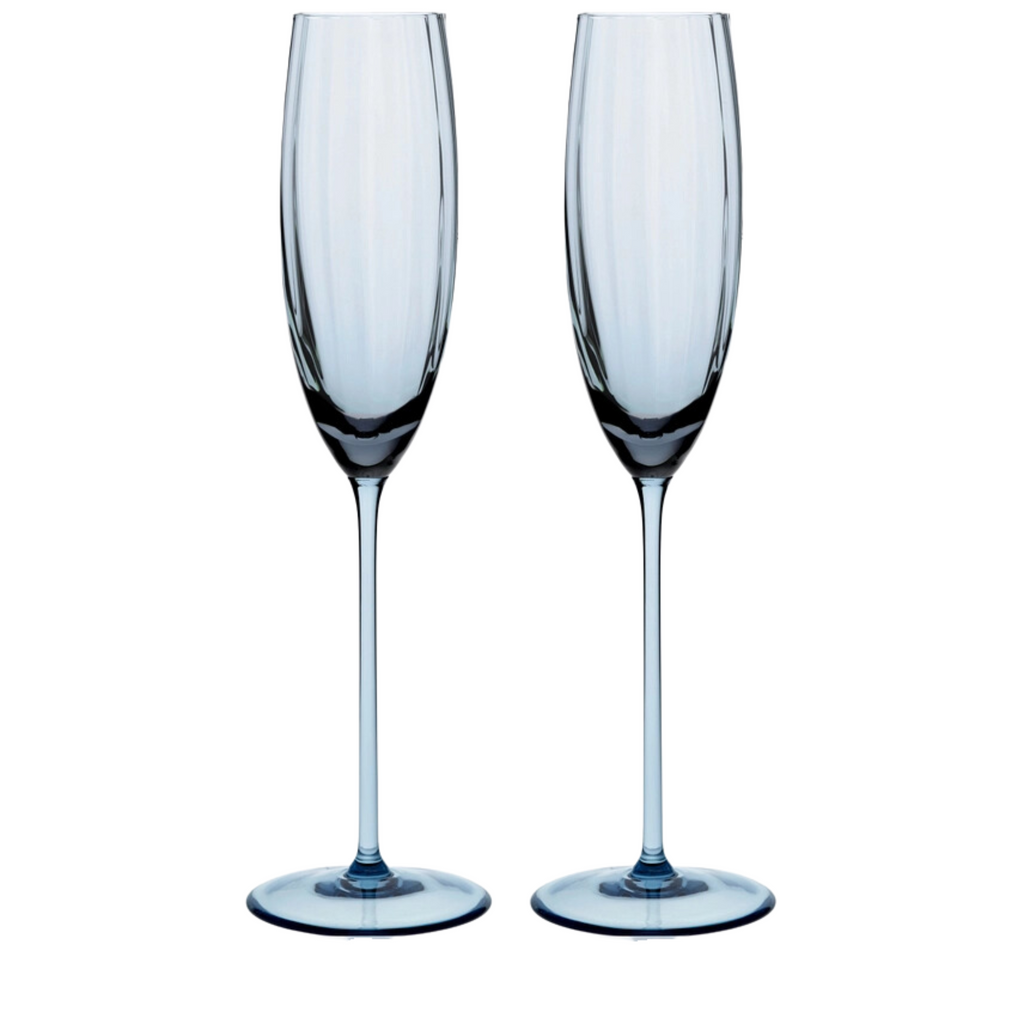 Set of Two Quinn Ocean Champagne Flute Glasses - The Well Appointed House