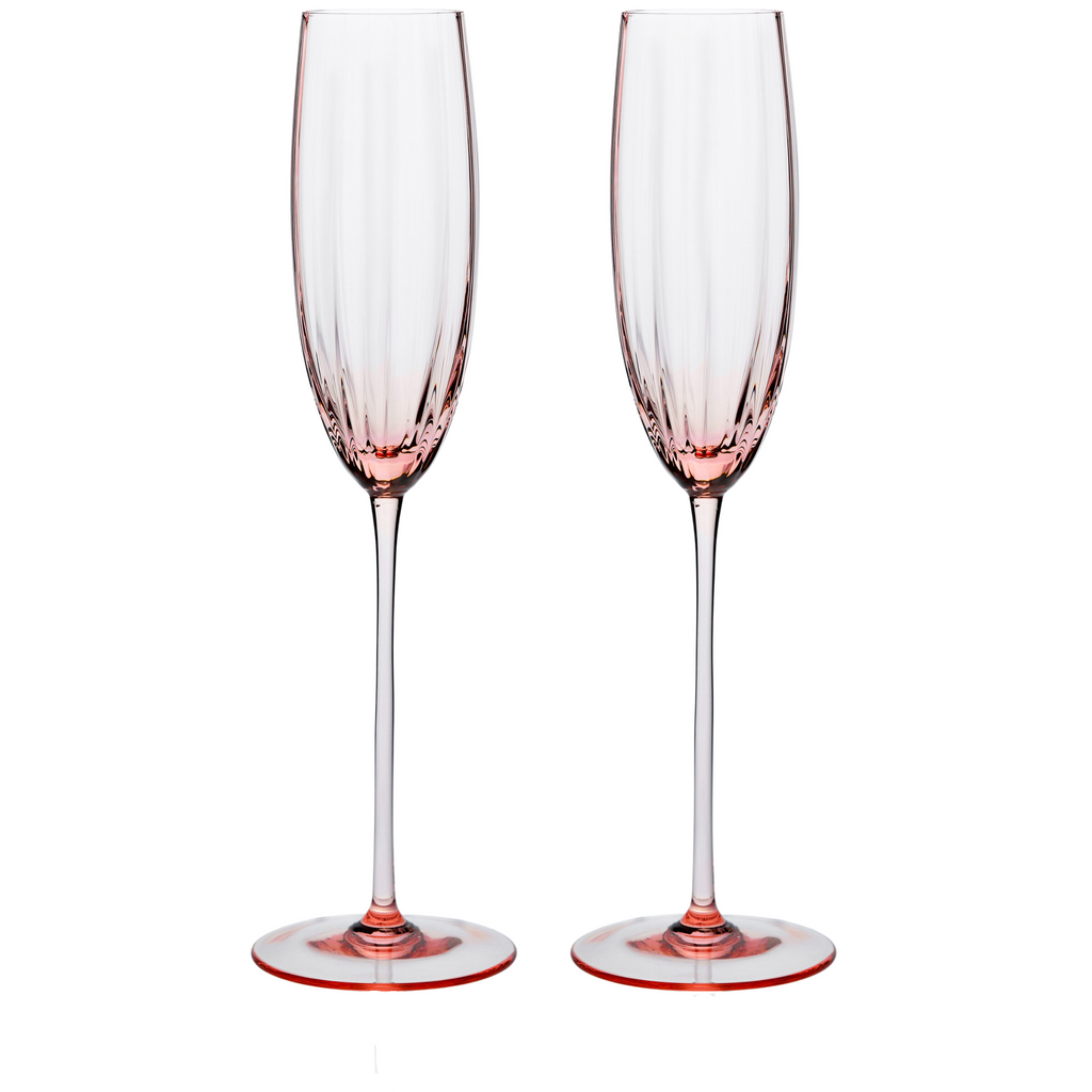 Set of Two Quinn Rose Champagne Flute Glasses - The Well Appointed House