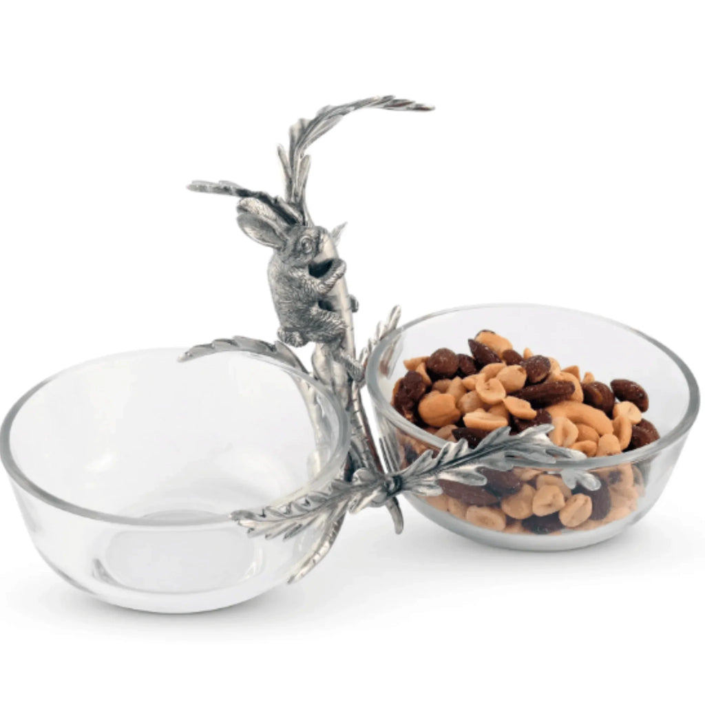 Rabbit With Carrot Two Dish Condiment Server - Trays & Serveware - The Well Appointed House