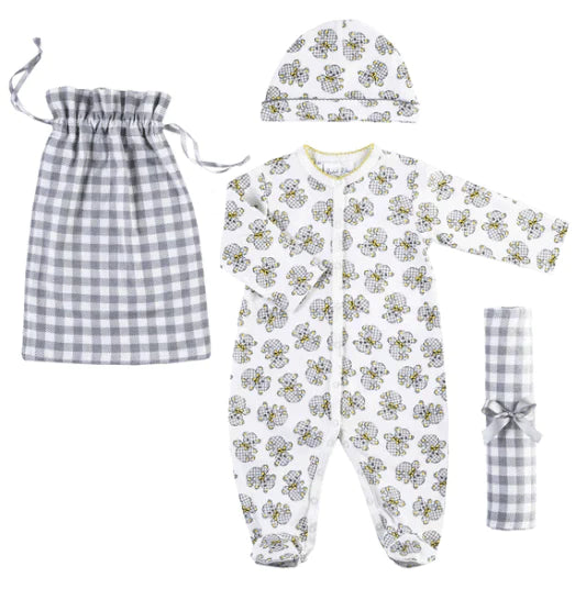 Rachel Riley Grey Gingham & Teddy Bear Baby Gift Set - Available in Infant Sizes - Baby Boy Clothing - The Well Appointed House