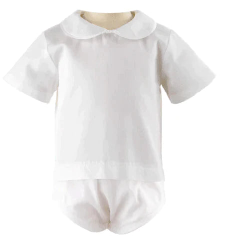 Rachel Riley Ivory Peter Pan Collar Shirt Body Suit - Baby Boy Clothing - The Well Appointed House
