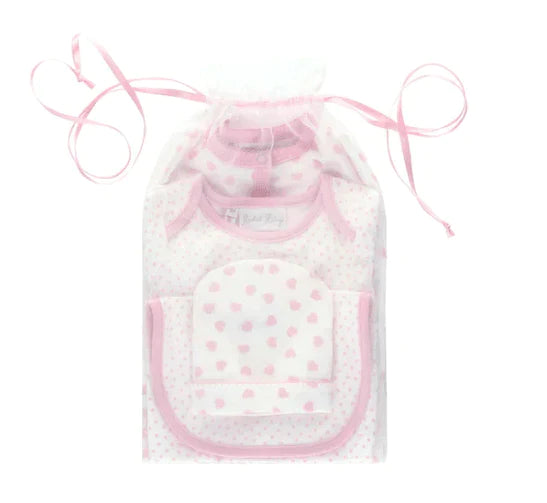 Rachel Riley Pink Heart Welcome Baby Set - Available in Infant Sizes - Baby Girl Clothing - The Well Appointed House