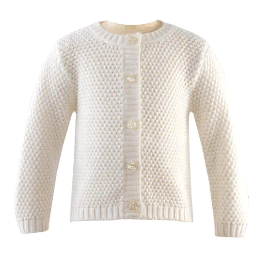 Rachel Riley Round Neck Moss Stitch Cardigan - Baby Girl Clothing - The Well Appointed House