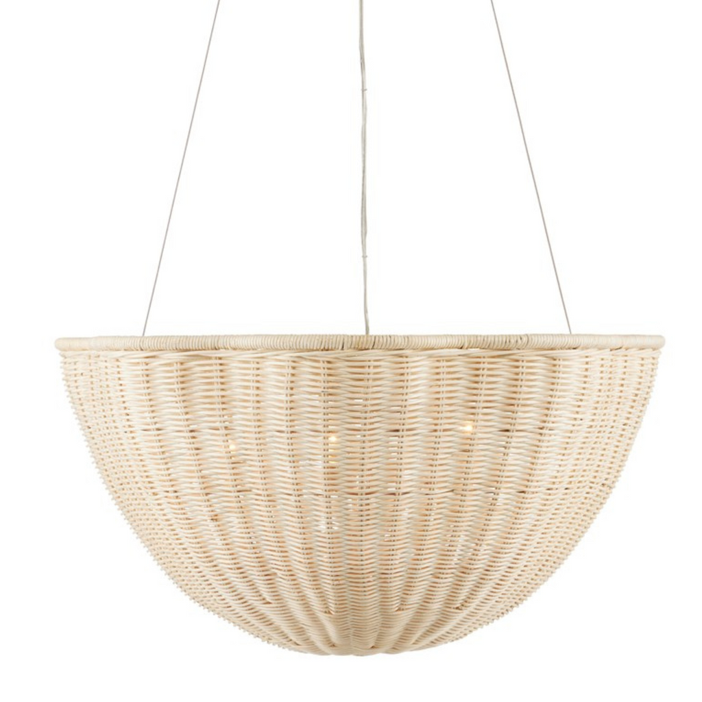 Rattan And Wrought Iron Pendant In Bleached Natural Finish - The Well Appointed House 