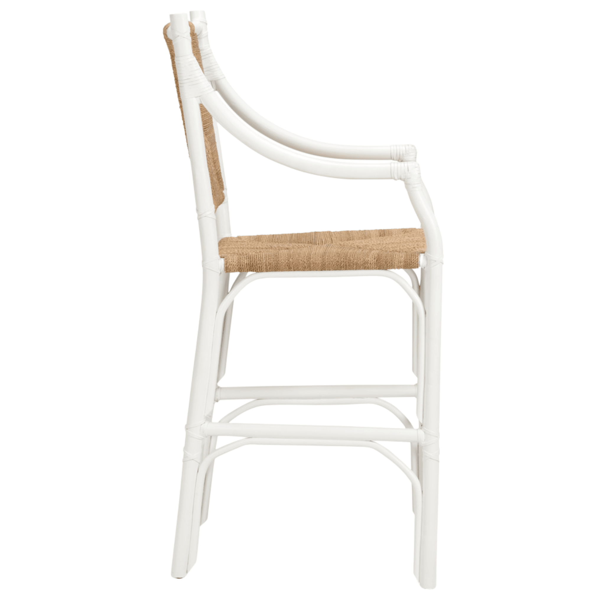 Rattan Barstool with White Lacquer Finish The Well Appointed House