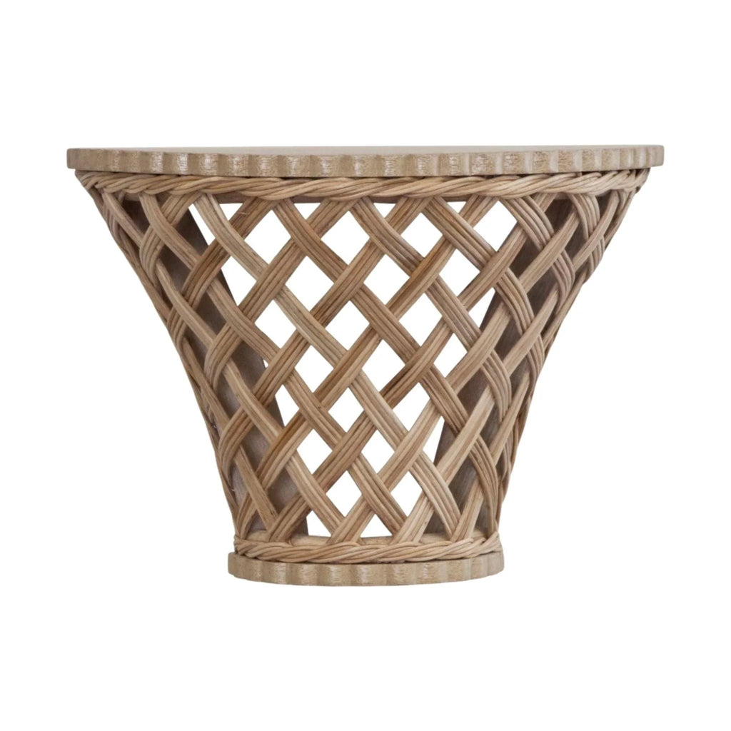 Rattan Wall Bracket Shelf with Trellis Lattice Front - Wall Shelves - The Well Appointed House