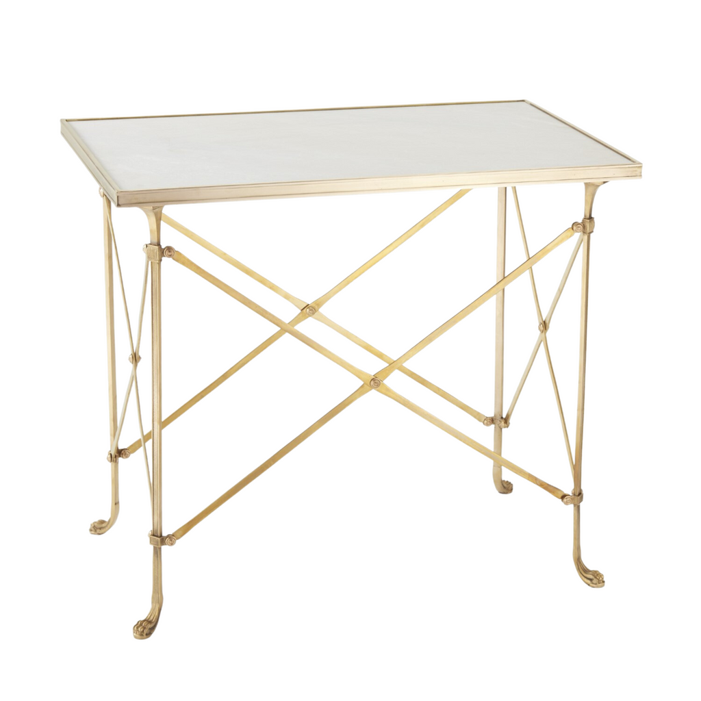 Rectangular Directorie Brass Side Table With Marble Top - The Well Appointed House 