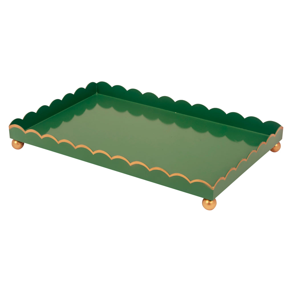 Rectangular Metal Scalloped Edge Tray with Gold Detailing – The Well ...