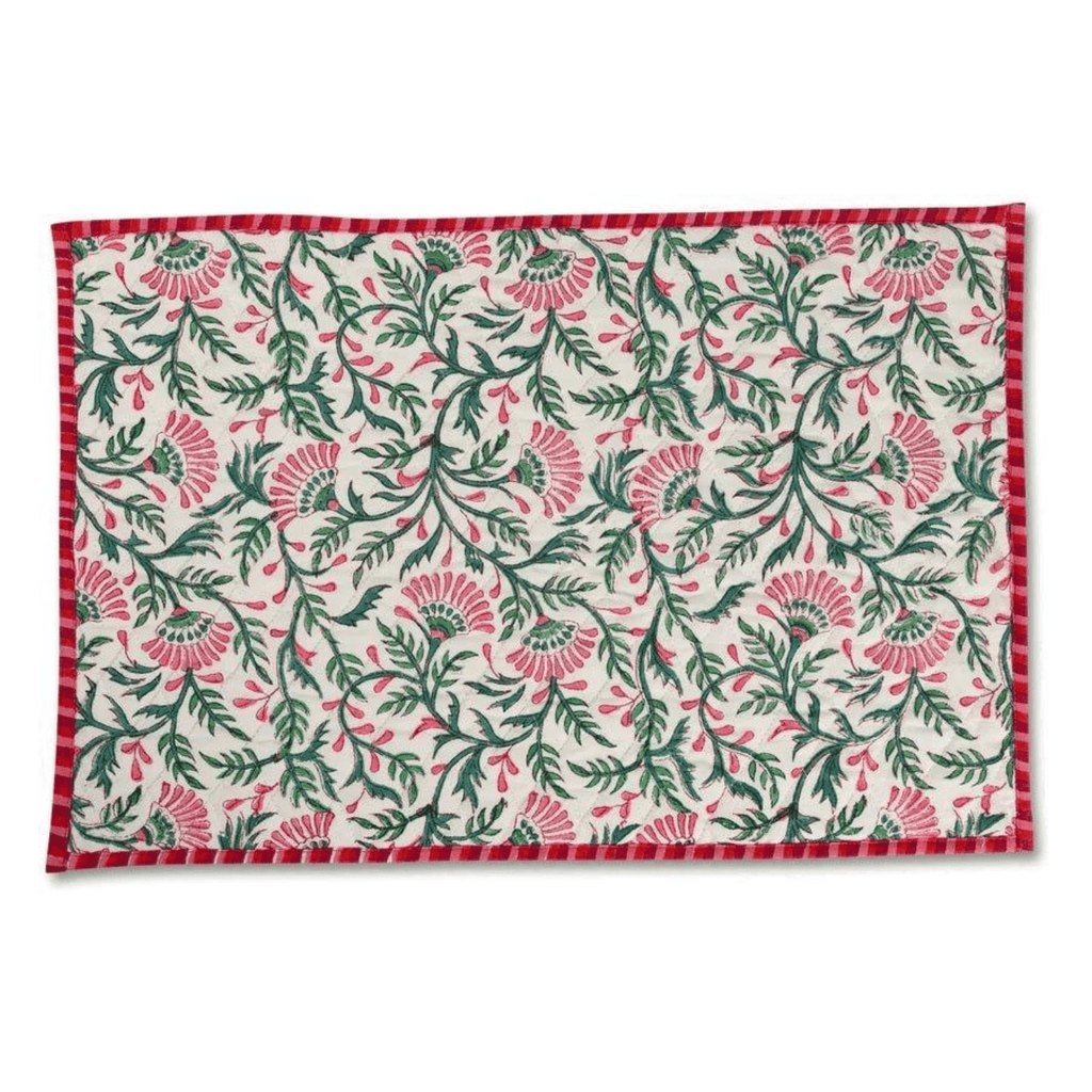 Red and Green Joyeaux Block Print Placemats - Set of 4 - BARGAIN BASEMENT ITEM - Bargain Basement - The Well Appointed House