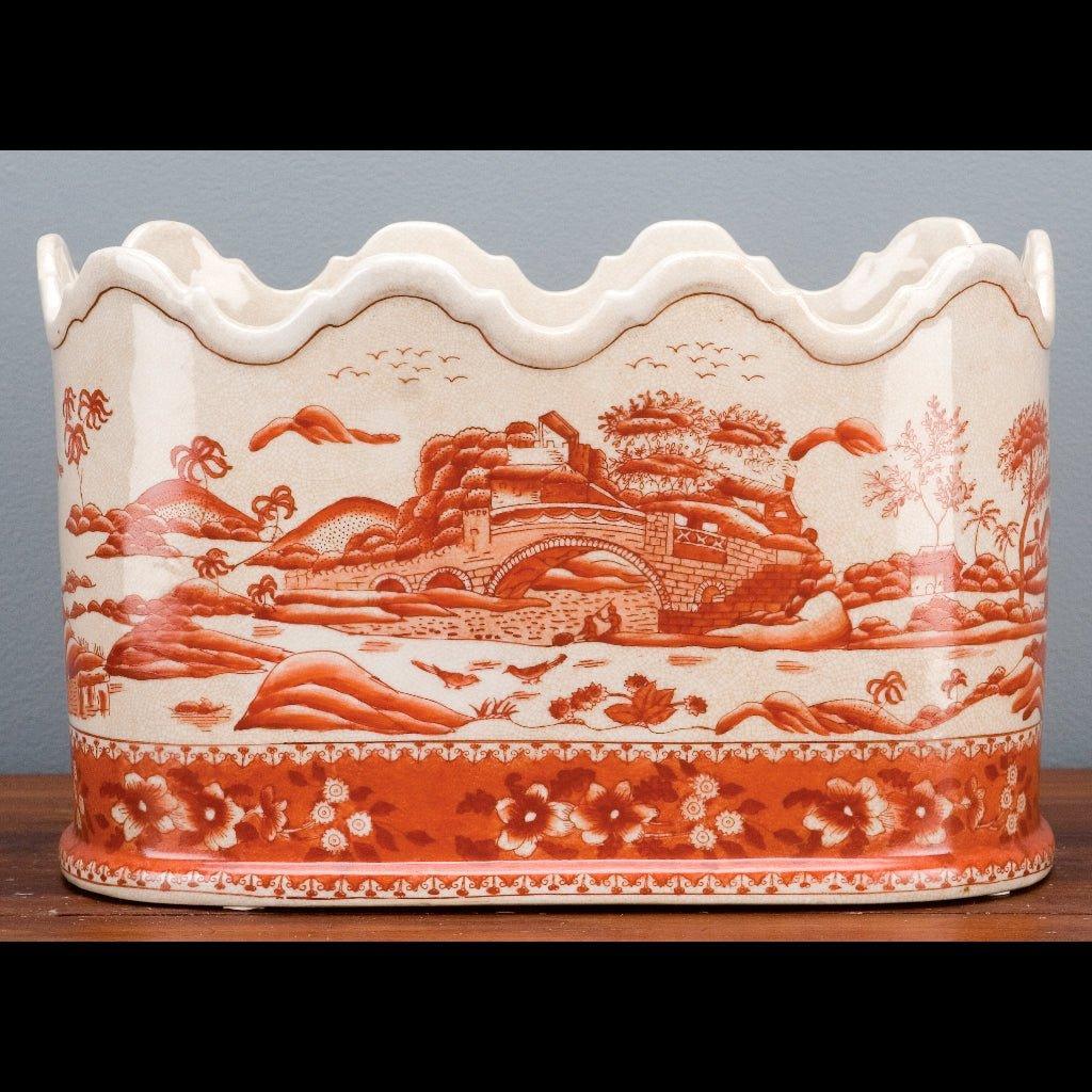 red planter indoor Red and White Willow Porcelain Planter – The Well Appointed House