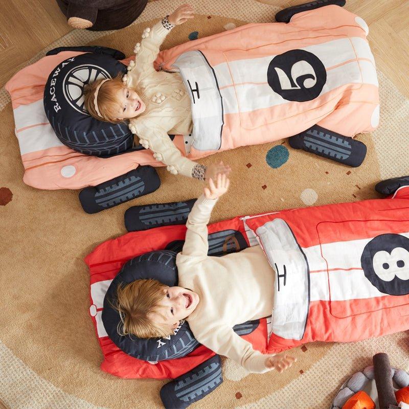 Red Race Car Sleeping Bag for Kids - Little Loves Playroom Accessories - The Well Appointed House