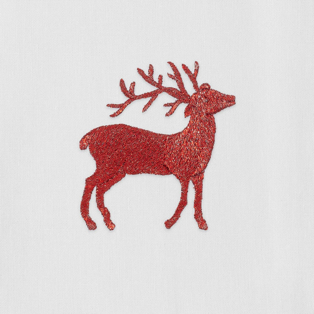 Set of 4 Red Reindeer Christmas Hand Towels - The Well Appointed House