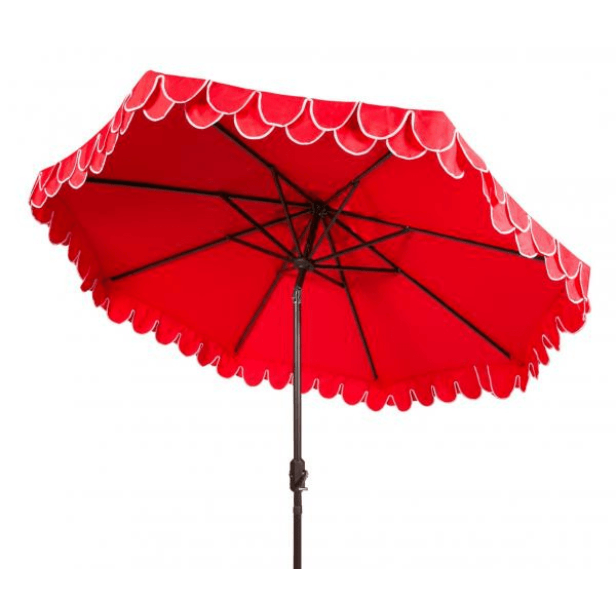 Red Color Shell Umbrella Red Two Tier Scalloped Outdoor Umbrella With White Trim – The Well ...