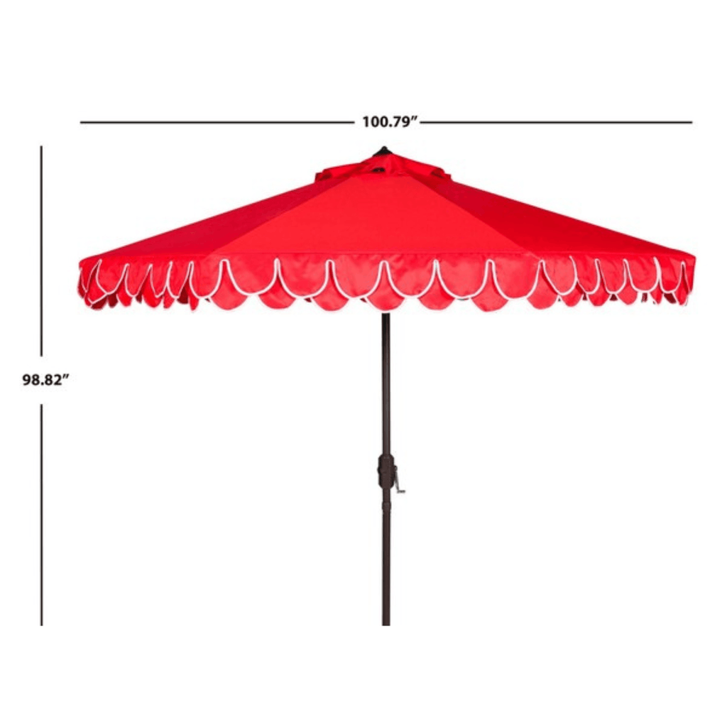 Red Two Tier Scalloped Outdoor Umbrella With White Trim - Outdoor Umbrellas - The Well Appointed House
