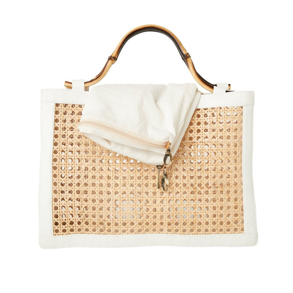 Reece Wicker Handbag in White - The Well Appointed House