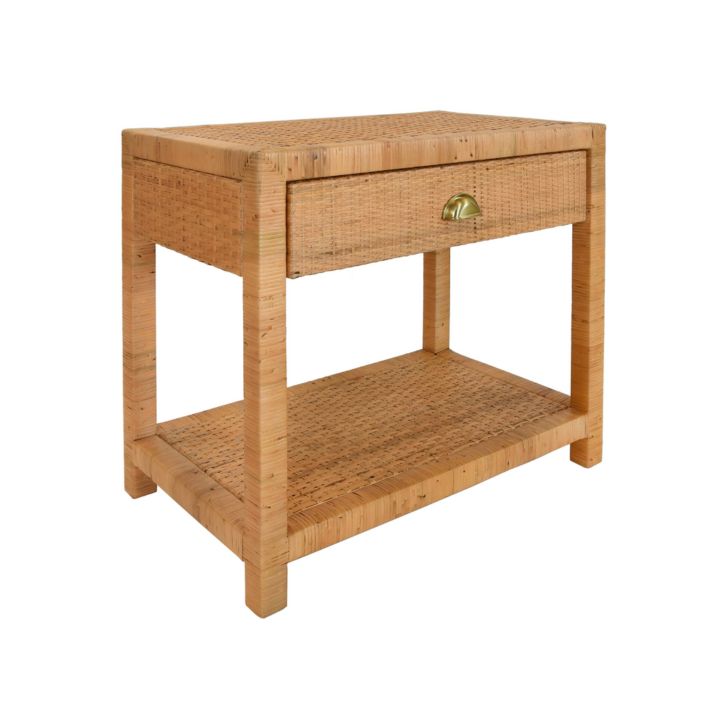 Reed One Drawer Rattan Side Table - The Well Appointed House