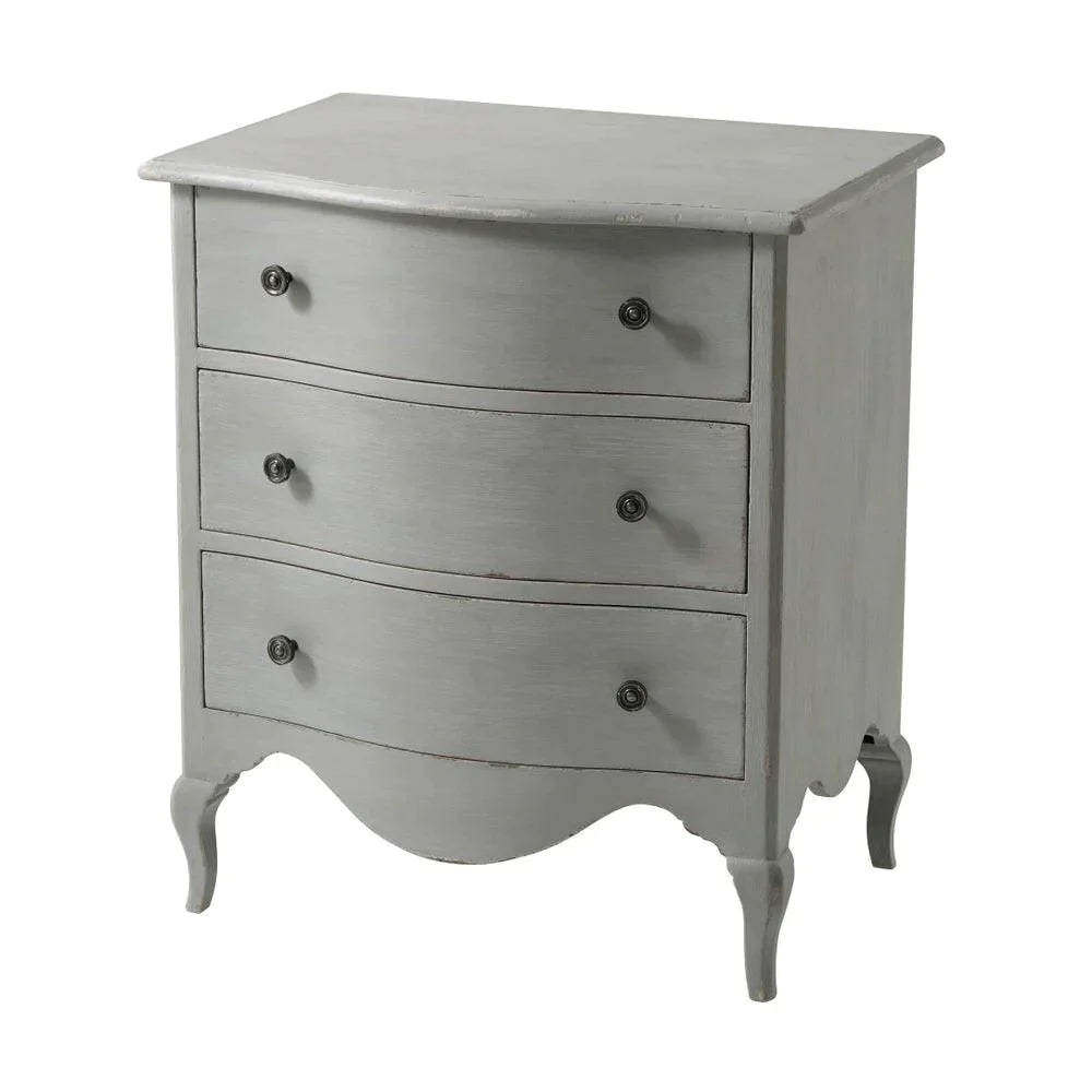 Rene Three Drawer Nightstand in Elsa Distressed Finish - Nightstands & Chests - The Well Appointed House
