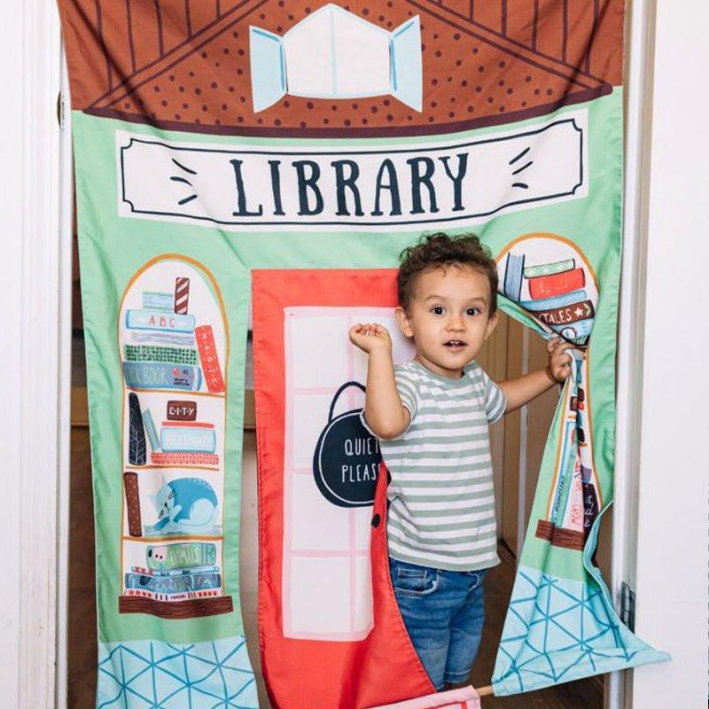 Reversible Coffee Shop & Library Doorway Play House for Kids - Little Loves Playhouses Tents & Treehouses - The Well Appointed House
