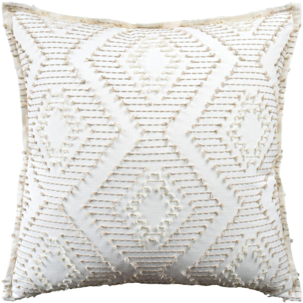 Rhombus Design Embroidered Decorative Pillow in Linen - Pillows - The Well Appointed House