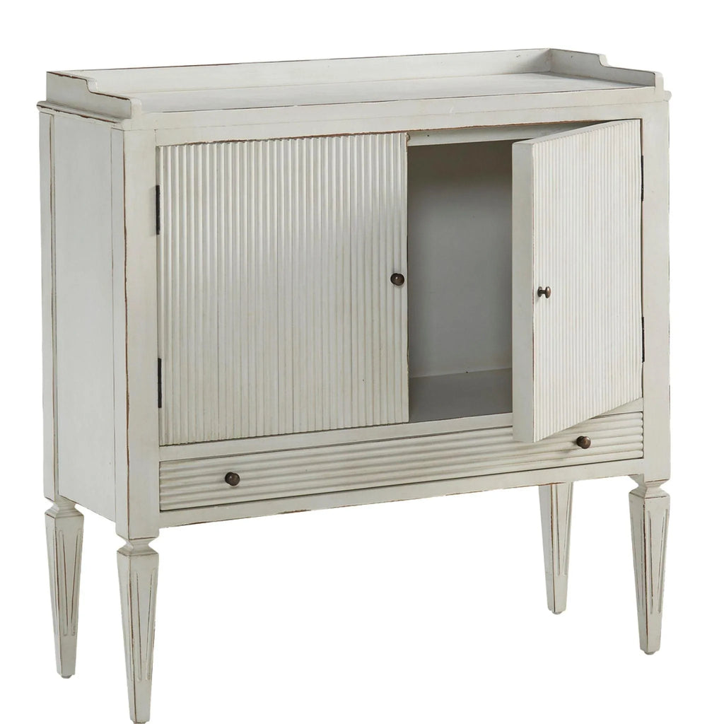 Ribbed Front Two Door Cabinet in Ivory - Nightstands & Chests - The Well Appointed House