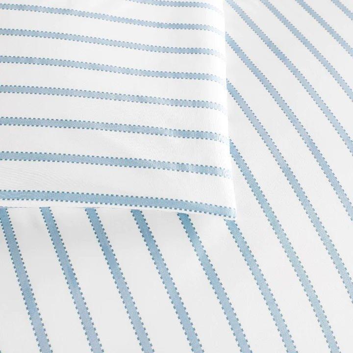Ribbon Stripe Percale Flat Sheet in Blue - Sheets - The Well Appointed House