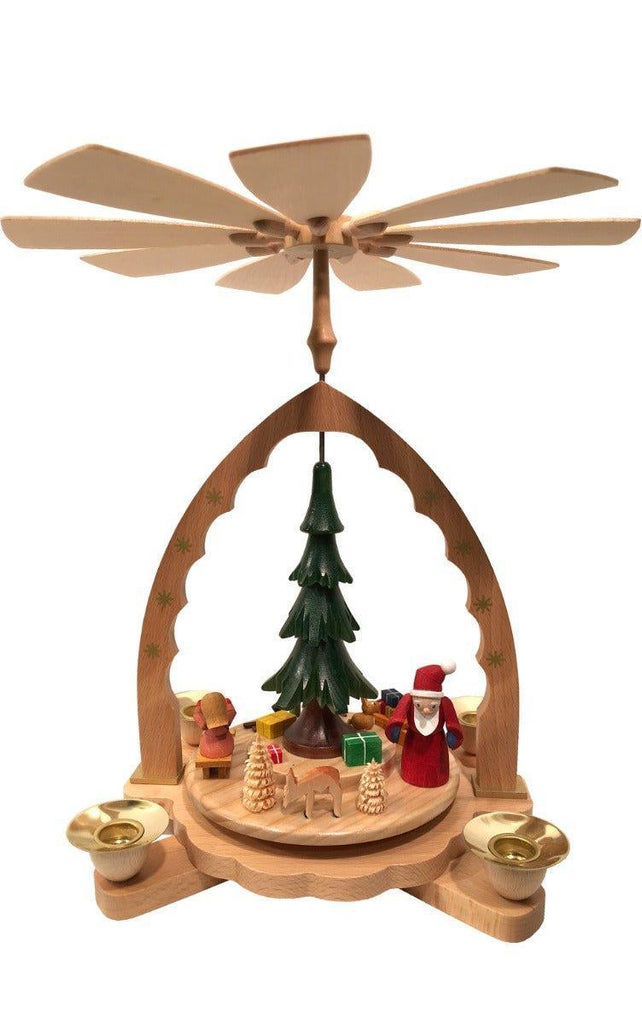 Richard Glaesser German Candle Holder Pyramid with Christmas Tree and Santa Christmas Decoration - Christmas Decor - The Well Appointed House