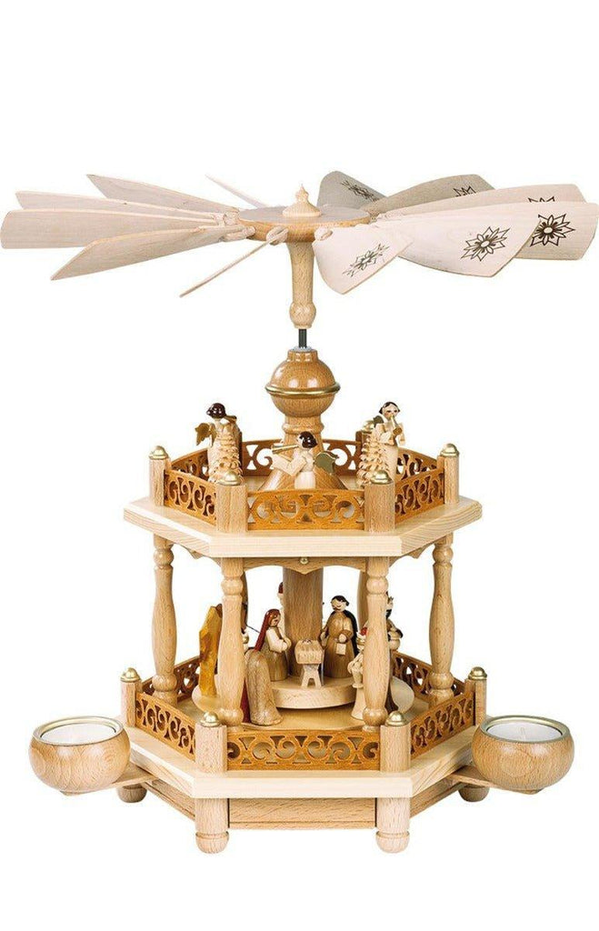 Richard Glaesser Two Tier Angels and Nativity Pyramid Christmas Decoration - Christmas Decor - The Well Appointed House