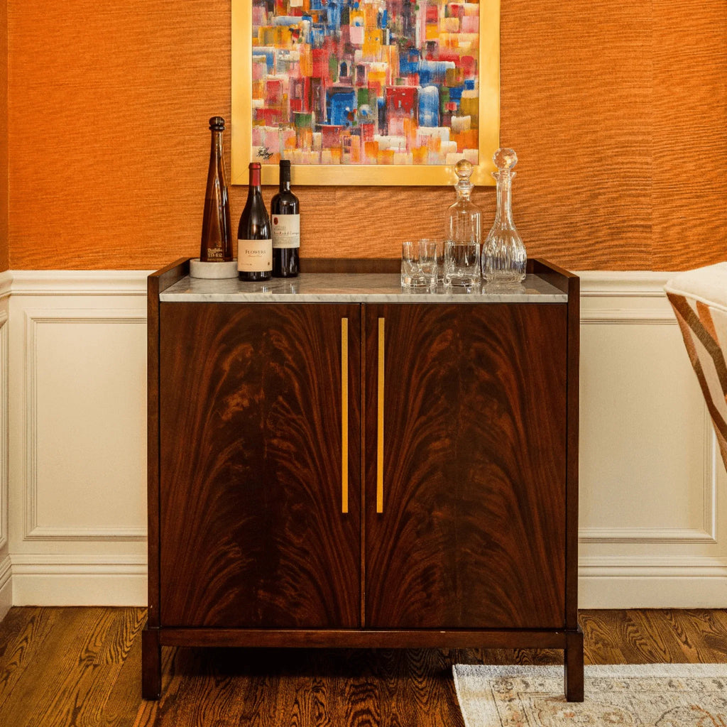 Ridge Marble Top Bar Cabinet - Bar & Serving Carts - The Well Appointed House