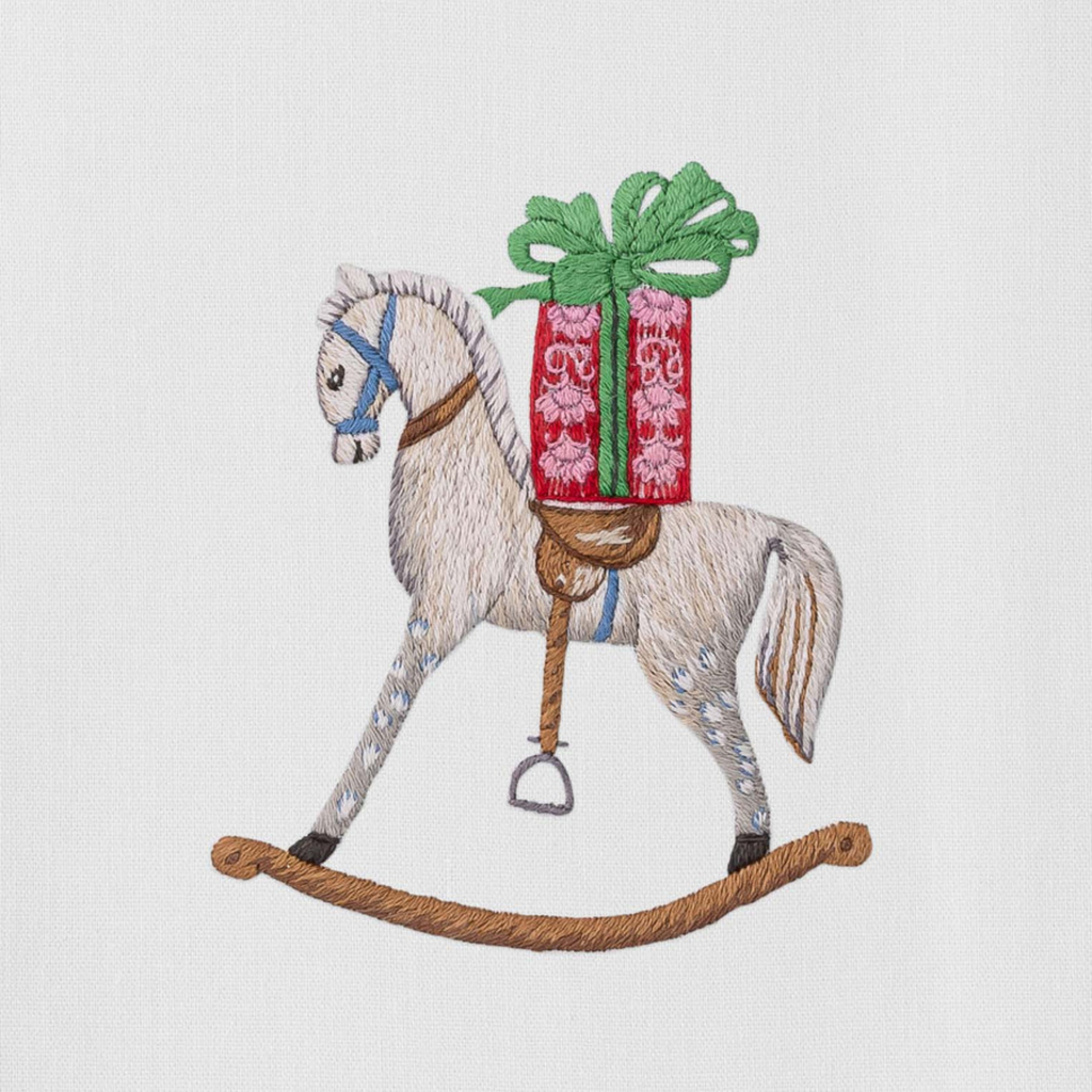 Set of 4 Rocking Horse Christmas Hand Towels - The Well Appointed House
