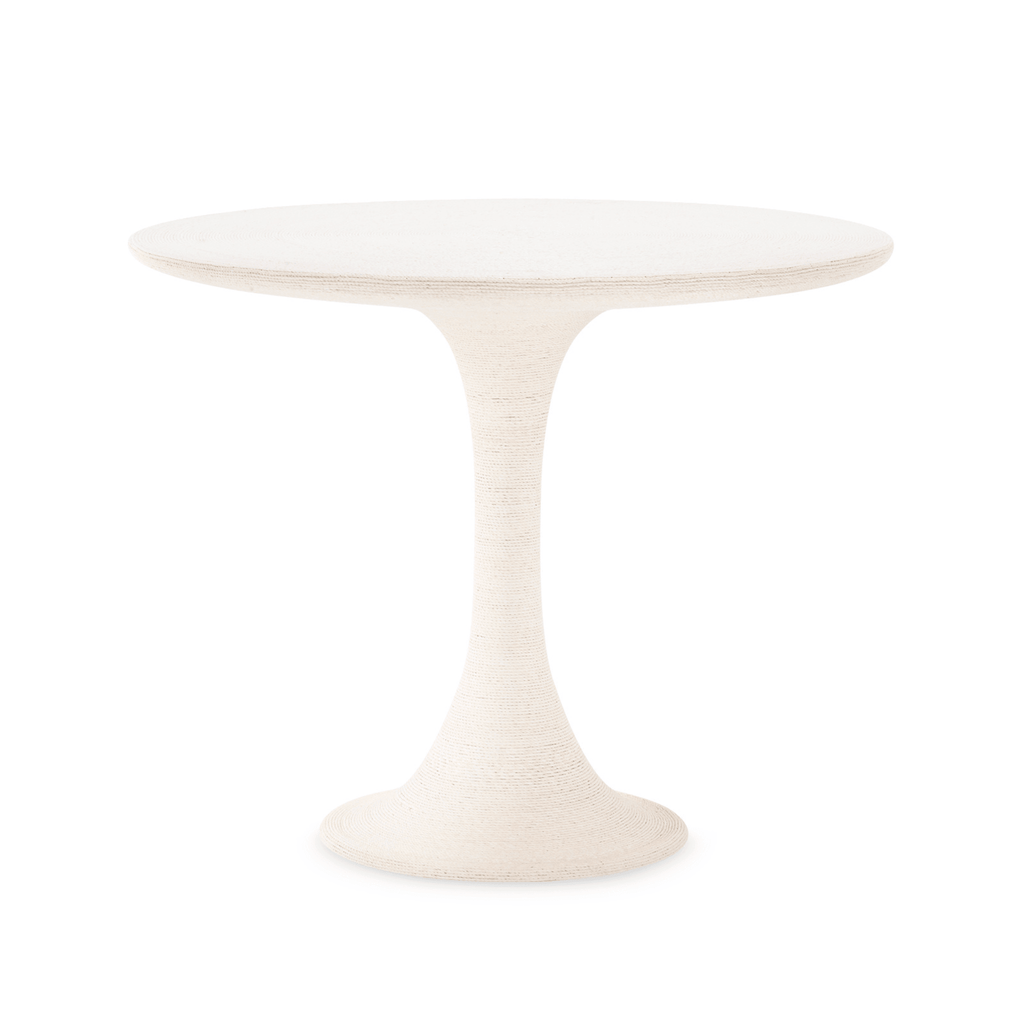Rope Center Round Dining Table in Whitewashed Cotton White - Dining Tables - The Well Appointed House