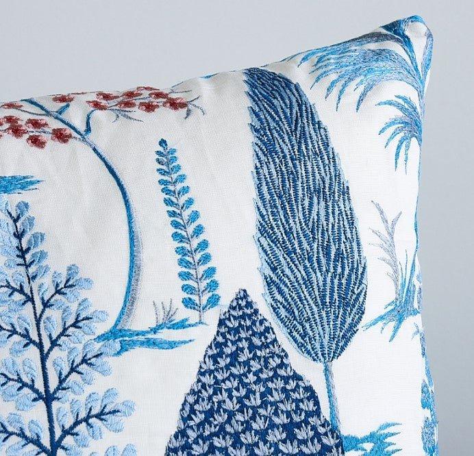 Rose & Blue Pandora Embroidered Tree Motif Throw Pillow - Pillows - The Well Appointed House
