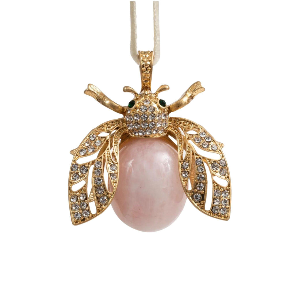 Rose Quartz Sparkle Bee Hanging Ornament - Christmas Ornaments - The Well Appointed House
